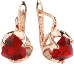 14K Gold Plated Romantic Zircon Red Hoop Earrings For Women, Punk Red Huggie Earrings, Sweet Fun Red Hoops For Valentine