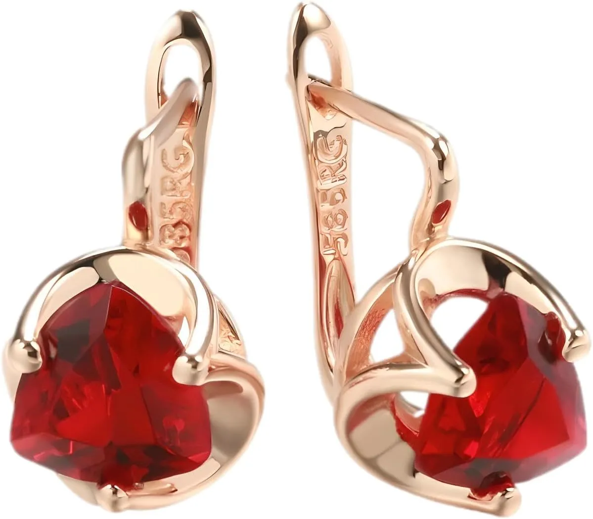 14K Gold Plated Romantic Zircon Red Hoop Earrings For Women, Punk Red Huggie Earrings, Sweet Fun Red Hoops For Valentine
