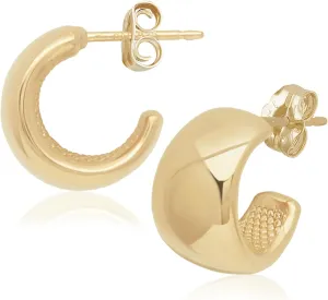 14K Yellow Gold Flat Band Hoop Earrings  Extra Small Lightweight Hoops, Classic Round Style, Solid 14 Karat Gold, Made in the USA