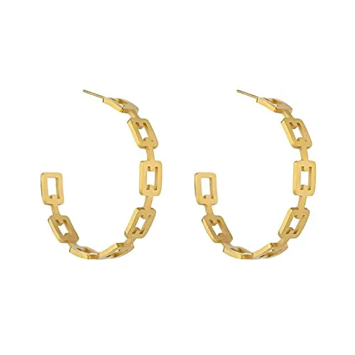 18K Gold Chain Hoop Earrings,Gold Hoop Earrings,Hoop Earrings,Chain Earrings,Chain Hoops,Minimalist Earrings,Chain Hoop Earring,Statement