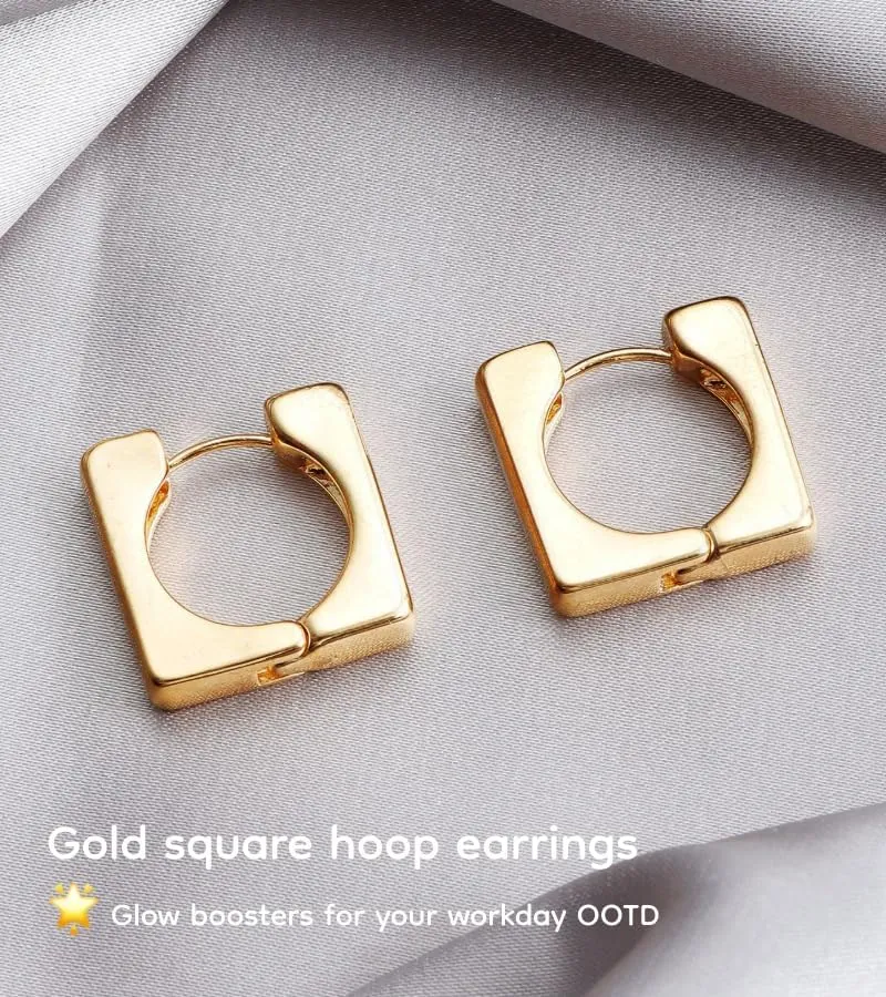 18K Gold Plated Hoop Earrings for Women, Pearl Hoops (30mm 40mm Set)/Chunky Heart/Teardrop/Scalloped/Thick Oval/Square Designs, Hypoallergenic Multi-Size Gift Jewelry