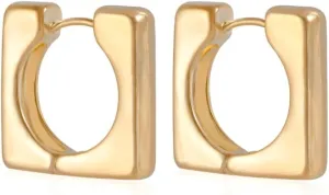 18K Gold Plated Hoop Earrings for Women, Pearl Hoops (30mm 40mm Set)/Chunky Heart/Teardrop/Scalloped/Thick Oval/Square Designs, Hypoallergenic Multi-Size Gift Jewelry