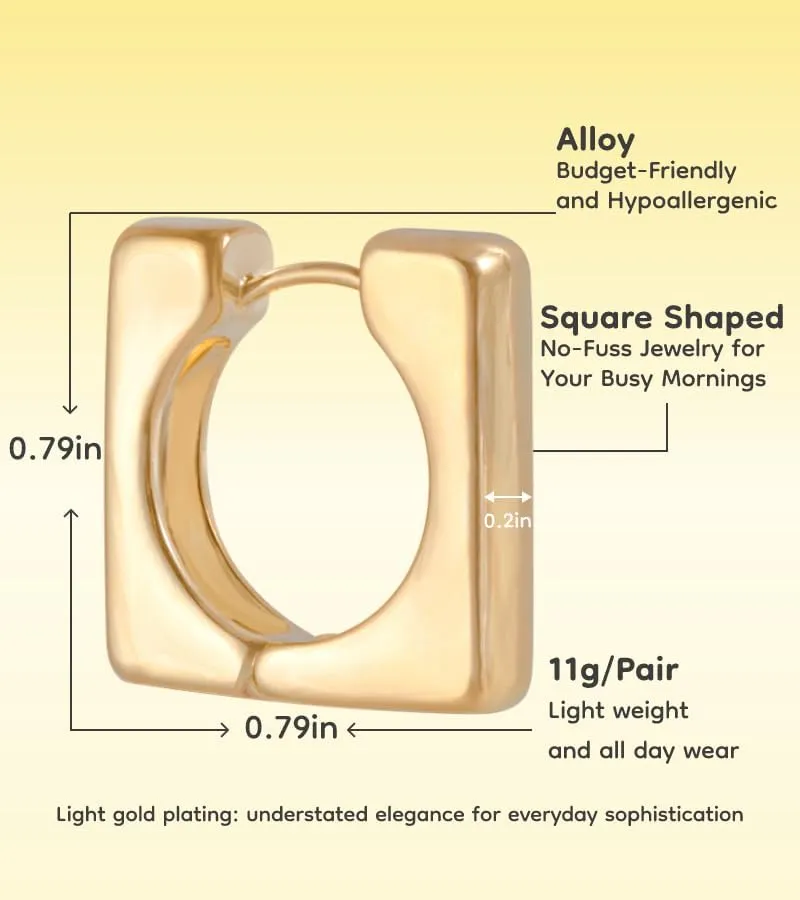 18K Gold Plated Hoop Earrings for Women, Pearl Hoops (30mm 40mm Set)/Chunky Heart/Teardrop/Scalloped/Thick Oval/Square Designs, Hypoallergenic Multi-Size Gift Jewelry