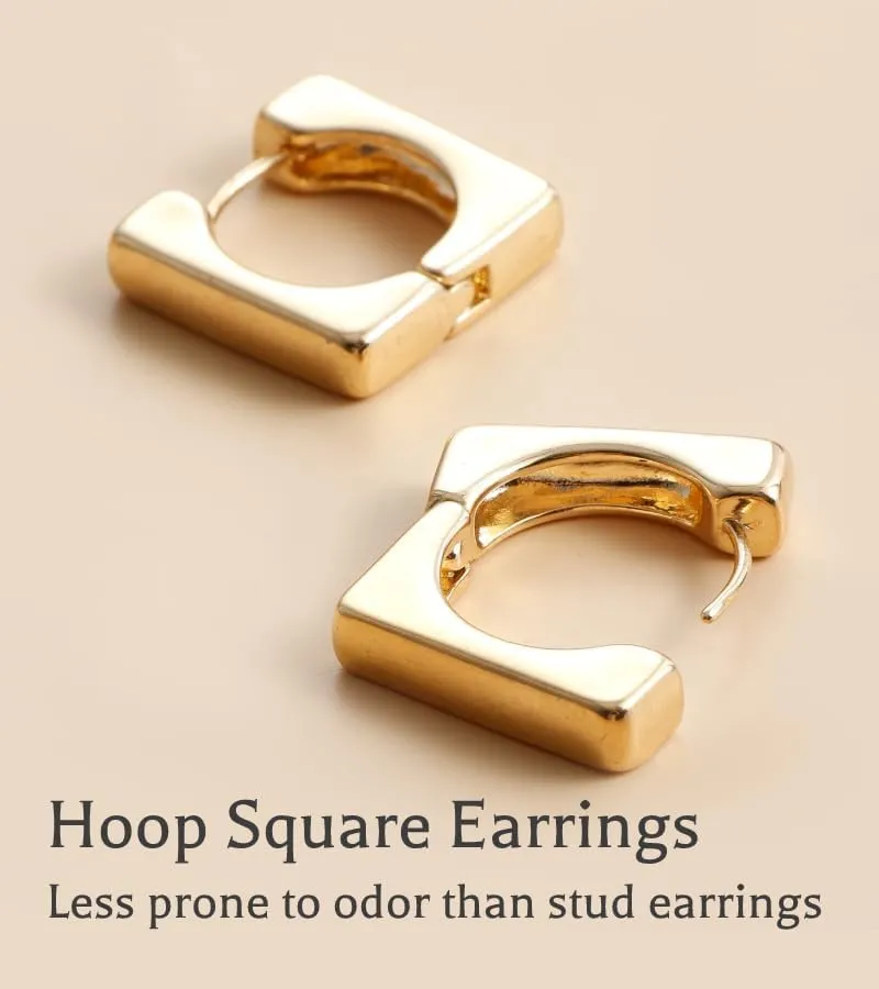 18K Gold Plated Hoop Earrings for Women, Pearl Hoops (30mm 40mm Set)/Chunky Heart/Teardrop/Scalloped/Thick Oval/Square Designs, Hypoallergenic Multi-Size Gift Jewelry