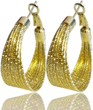 18K Gold Plated Hoop Earrings HandMade Gold Filled Round Twisted Chunky Hoops 1 inch Diameter 8mm Wide Tarnish Free Hypoallergenic 3 times Shine Premium Quality Earrings Hoop for Women.