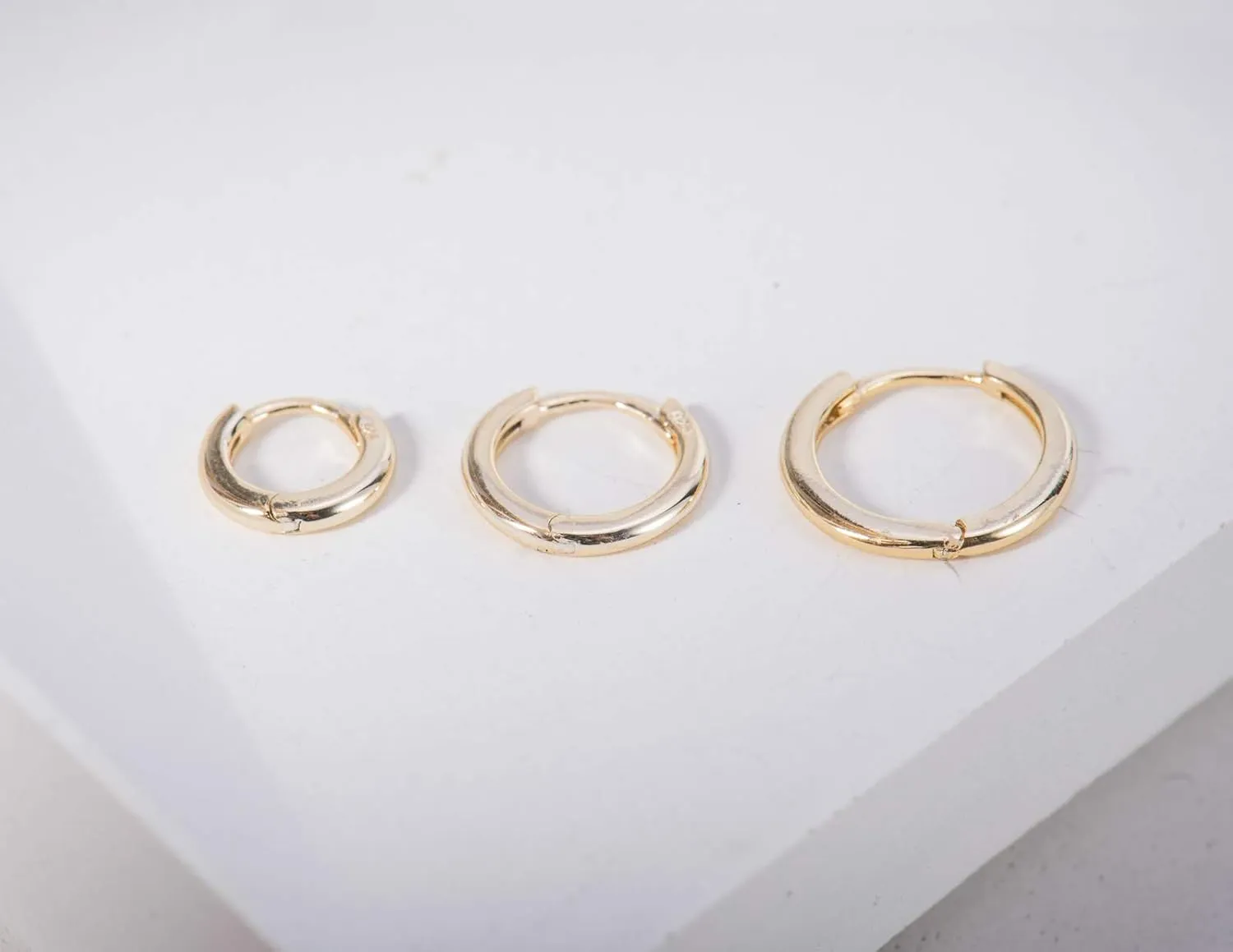 18K Gold Plated Sterling Silver Small Hoop Earrings Ring Cuff Ear Huggies | Simple Mini Hoops | Minimalist Second Hole Hoops Cartilage Hoop