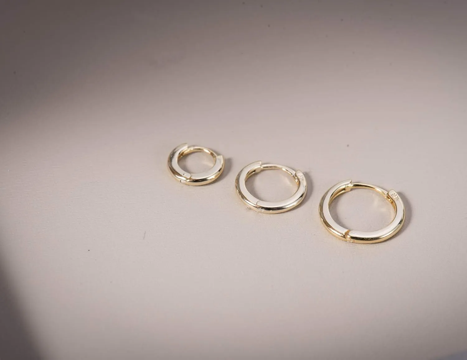 18K Gold Plated Sterling Silver Small Hoop Earrings Ring Cuff Ear Huggies | Simple Mini Hoops | Minimalist Second Hole Hoops Cartilage Hoop