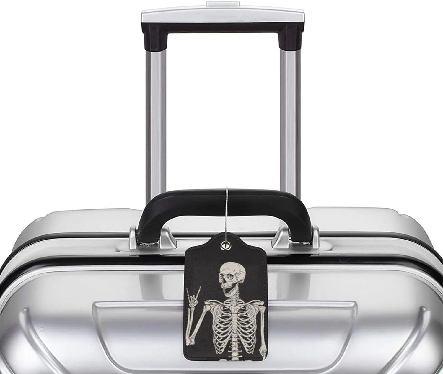 2 Pcs Skull Luggage Tag for Suitcase, Steel Loop with Privacy Cover ID Label, Human Skeleton Luggage Tag, Birthday Gift for Women Men Boy Girl