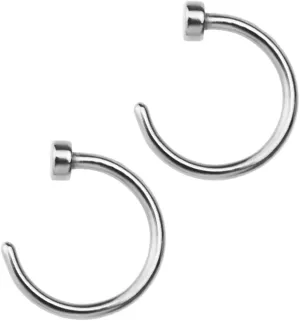 2Pcs Titanium Steel Shaped Nose Ring Silver Unisex Nose Piercing Jewelry High Polish Finish Comfortable Daily Wear for Men and Women