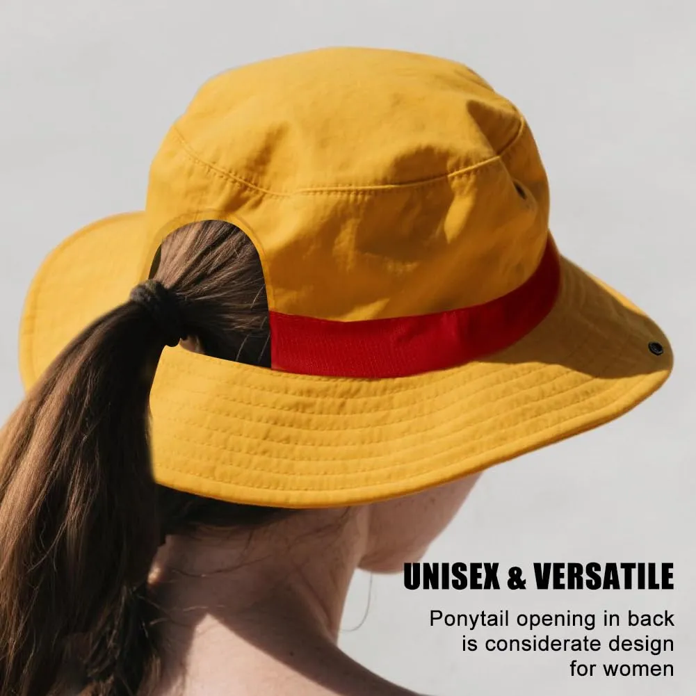 3-in-1 Captain Inspired Sun Hat Set - UPF 50  Foldable Wide Brim Bucket Hat with Adjustable Back Vent   Strawhat Key Case & Enamel Pin, Unisex Waterproof Outdoor Hat, Normal Version