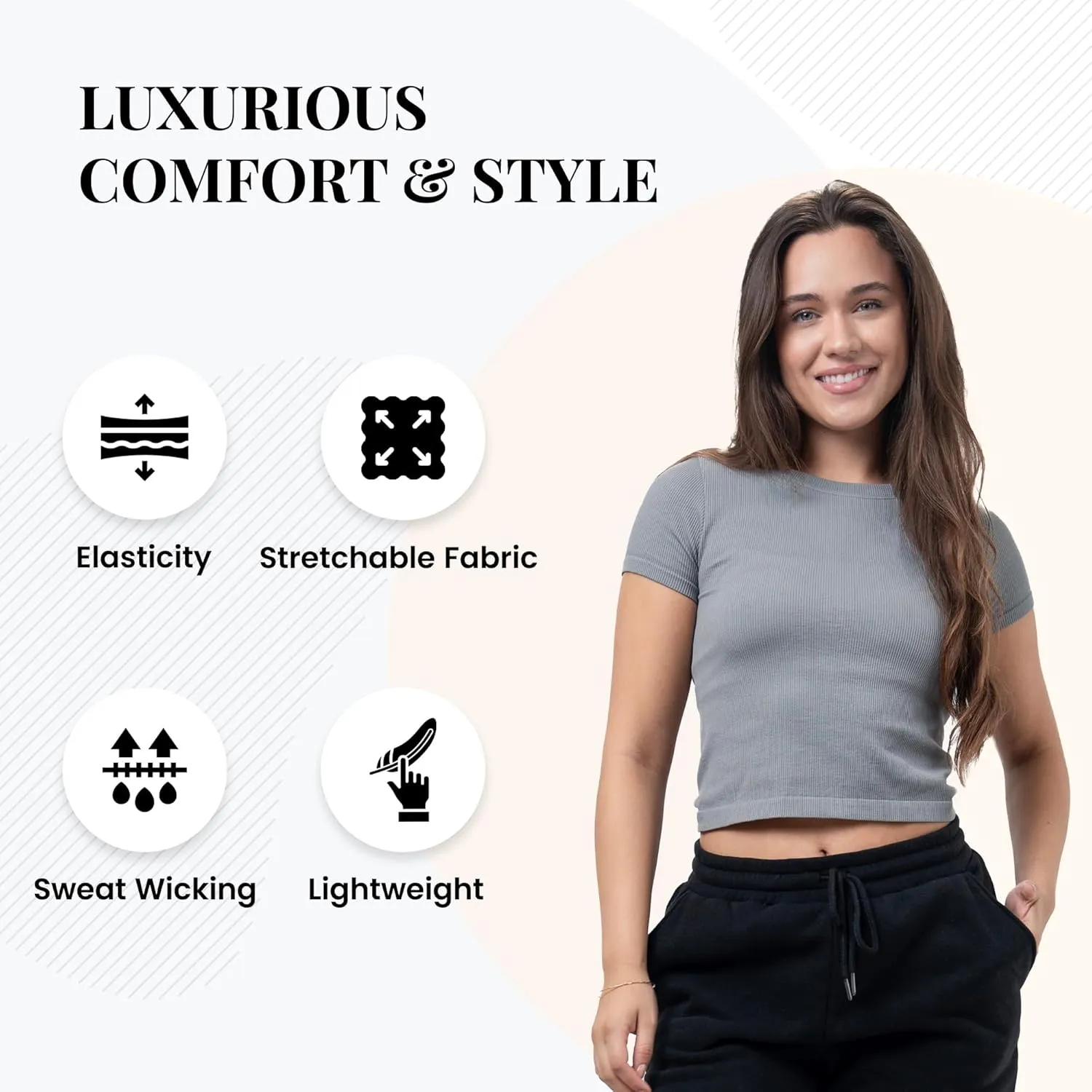 3 Pack Casual Workout Stretch T Shirts for Women, Basic Crewneck Seamless Womens Short Sleeve Yoga Tops