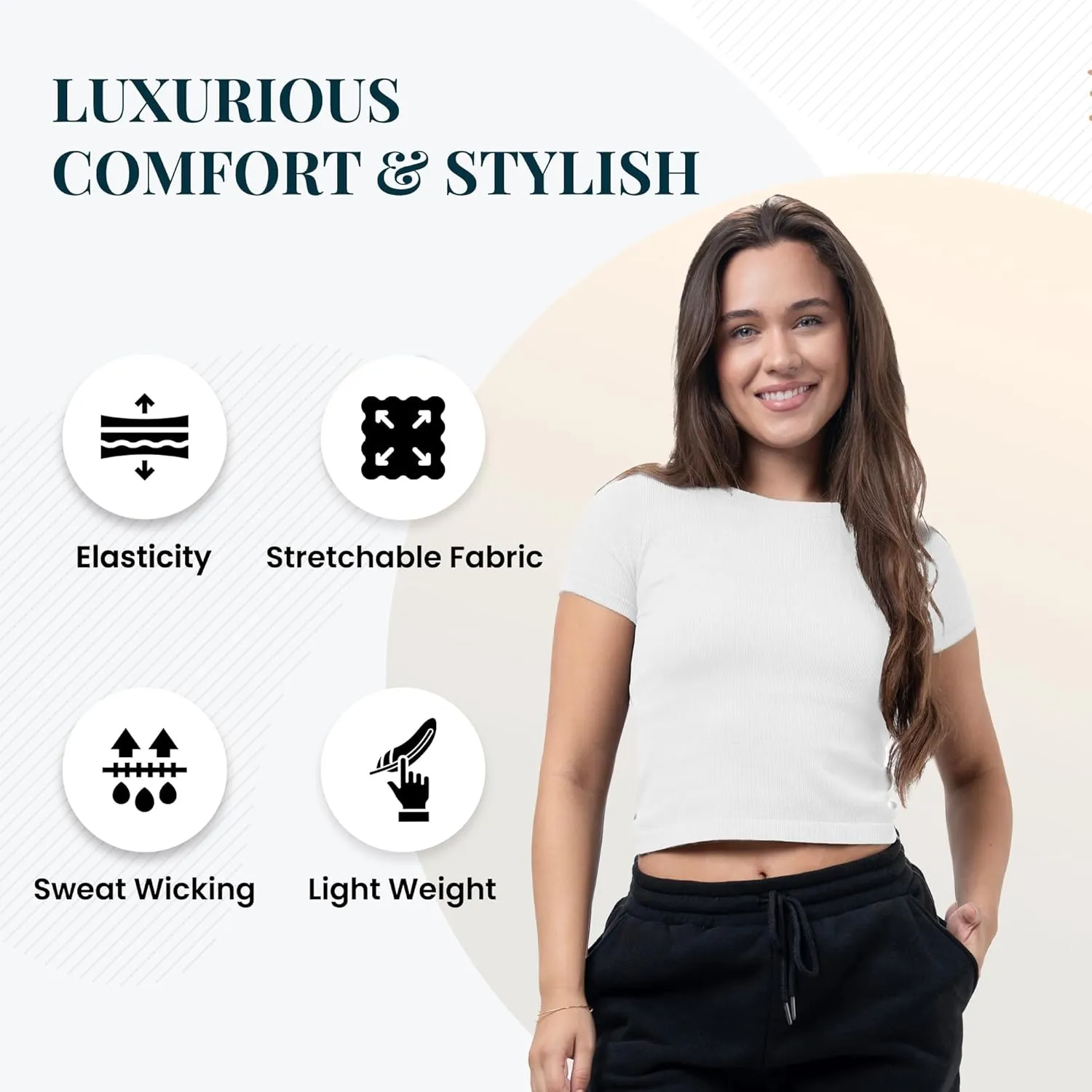 3 Pack Casual Workout Stretch T Shirts for Women, Basic Crewneck Seamless Womens Short Sleeve Yoga Tops