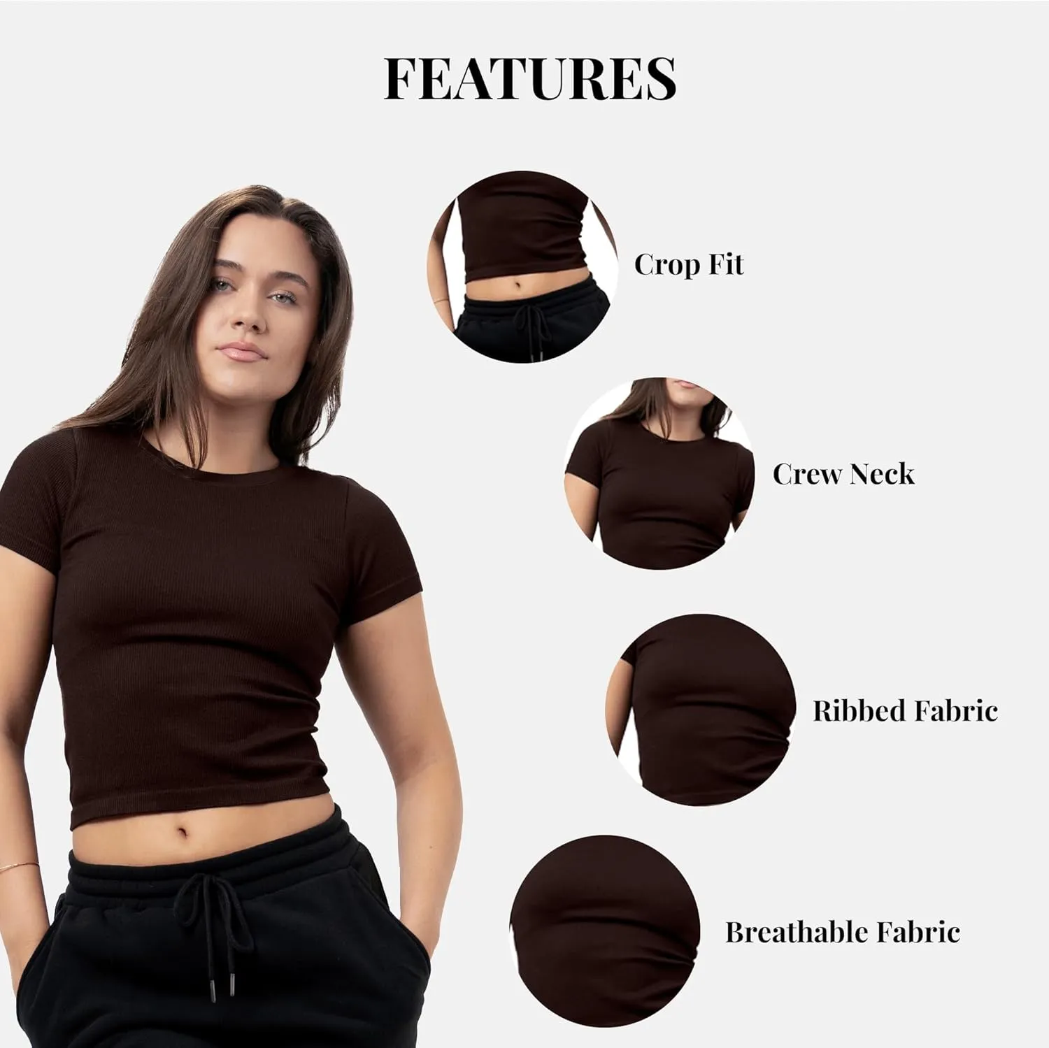 3 Pack Casual Workout Stretch T Shirts for Women, Basic Crewneck Seamless Womens Short Sleeve Yoga Tops