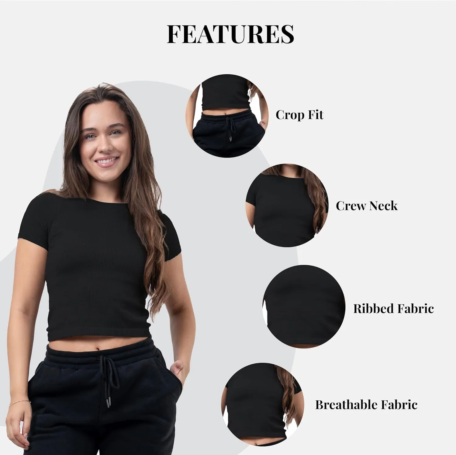 3 Pack Casual Workout Stretch T Shirts for Women, Basic Crewneck Seamless Womens Short Sleeve Yoga Tops