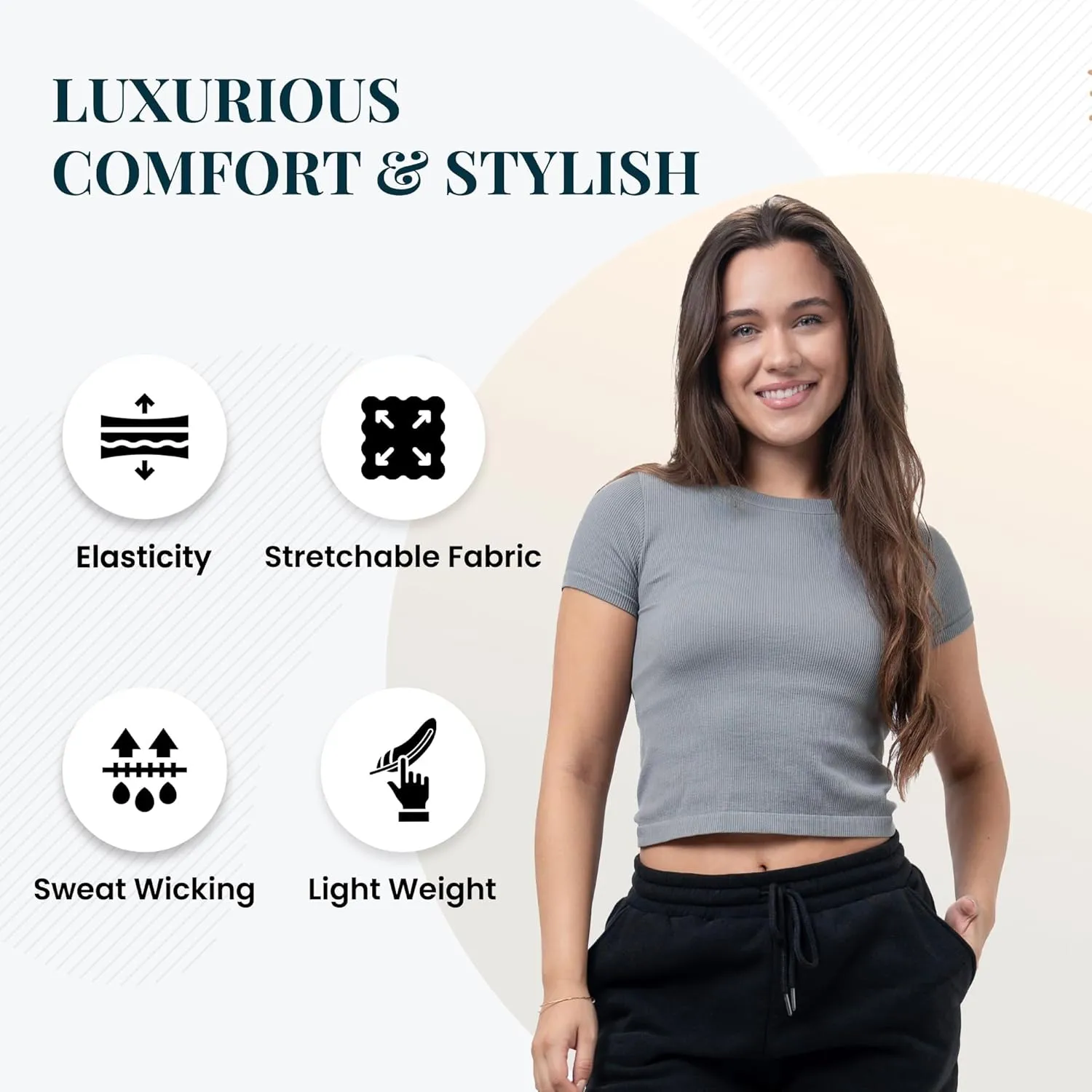 3 Pack Casual Workout Stretch T Shirts for Women, Basic Crewneck Seamless Womens Short Sleeve Yoga Tops