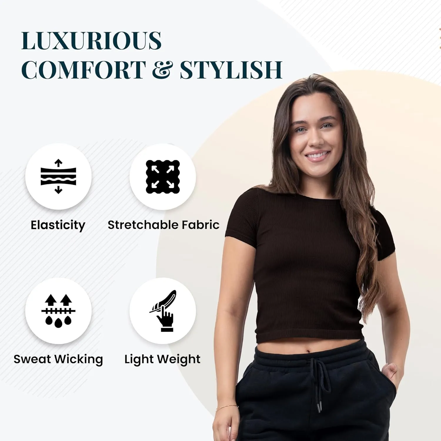 3 Pack Casual Workout Stretch T Shirts for Women, Basic Crewneck Seamless Womens Short Sleeve Yoga Tops