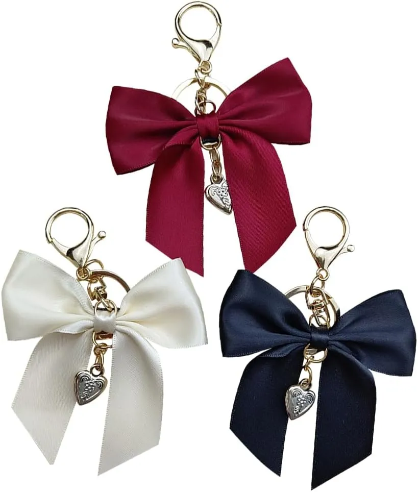 3 Pcs Large Bow Keychains Keyrings Bow Car Key Chain Cute Bag Purse Charms Handbag Backpack Hanging Pendants Aesthetic Keychain Accessories for Women Girls