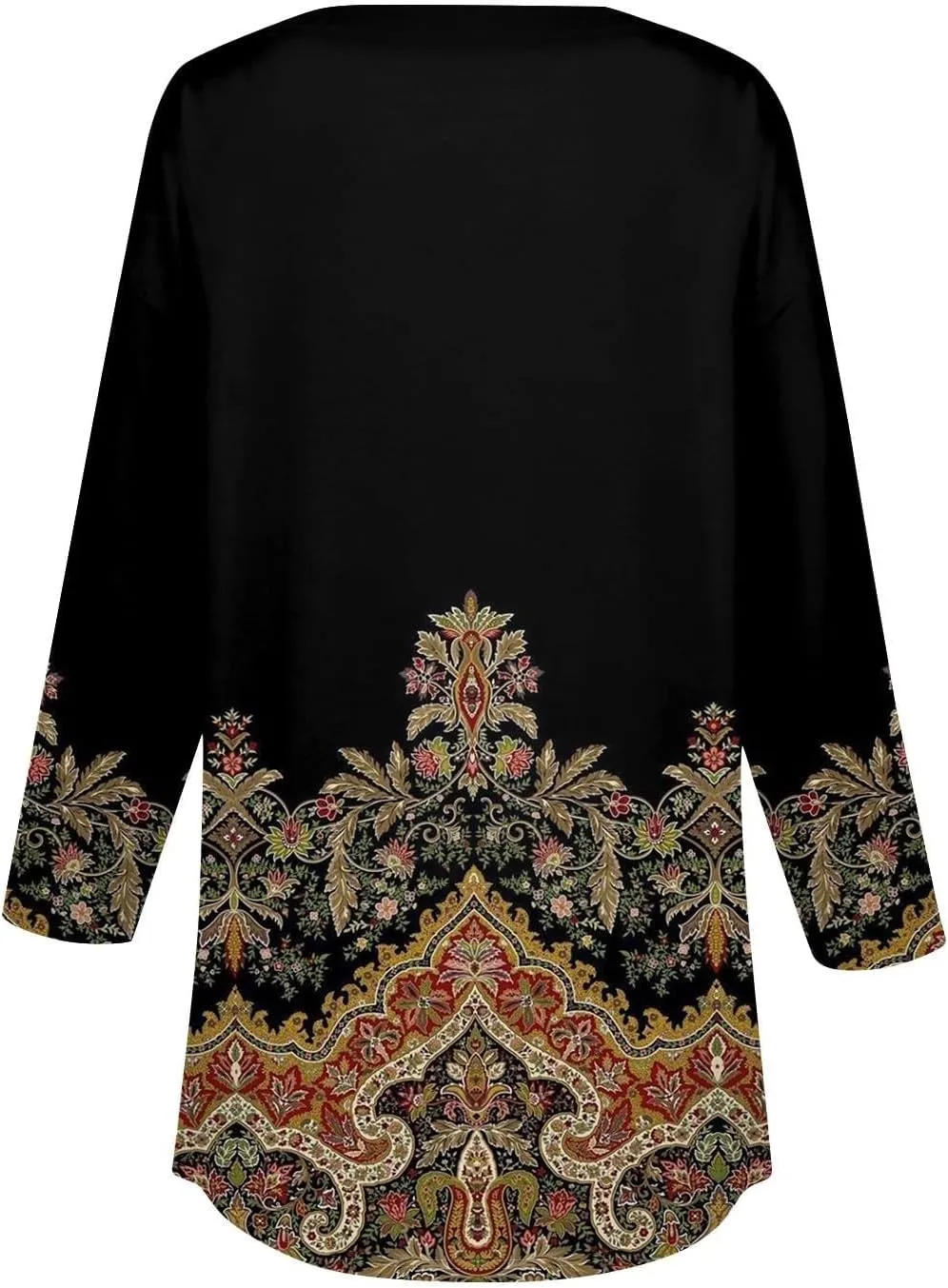 3/4 Length Sleeve Womens Tops 2025 Spring Henley Neck Casual Print Tunic T Shirts Summer Trendy Boho Floral Blouses