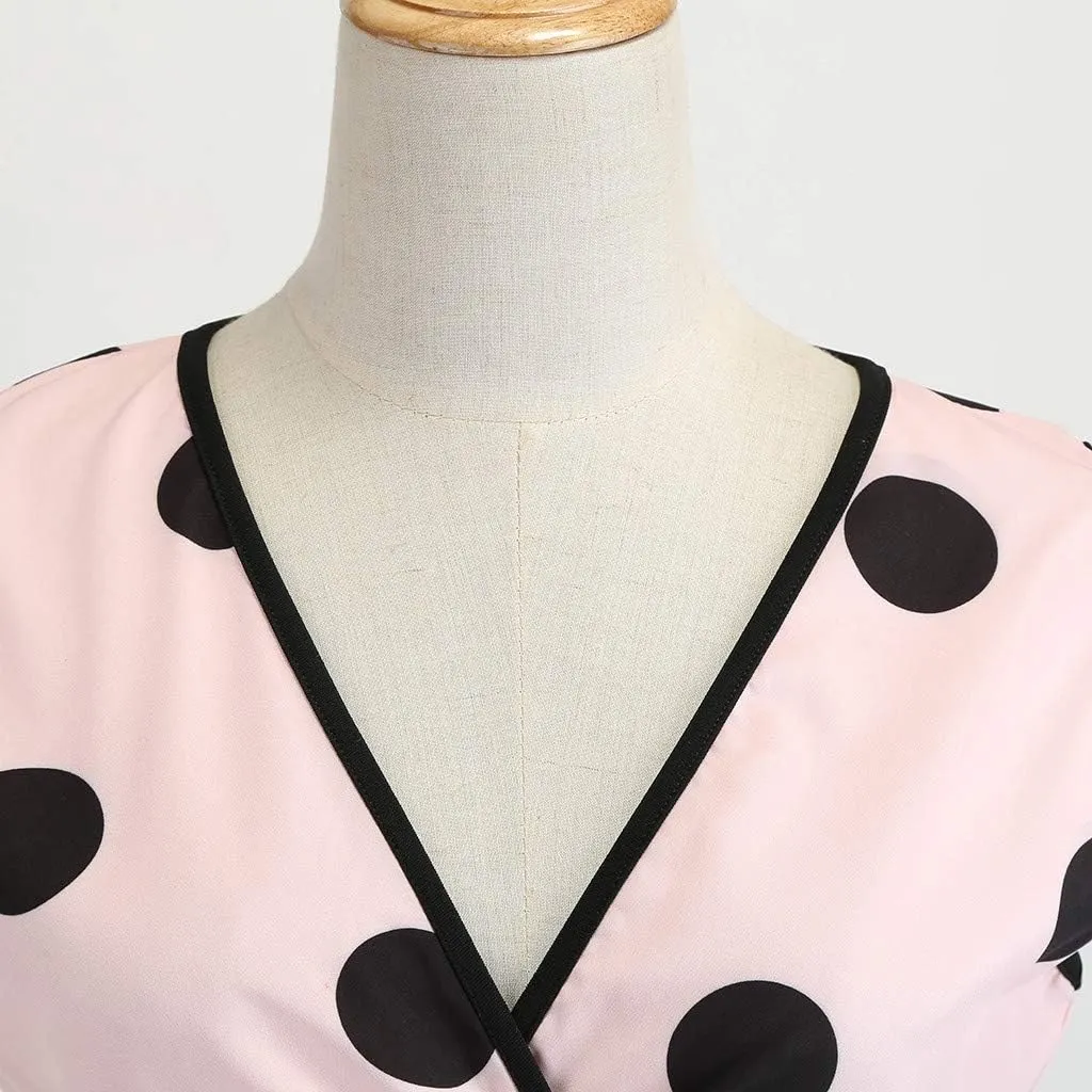 50s Style Dresses for Women Formal 2024 Sleeveless Polka Dots A-Line Swing Rockabilly Sundress Cocktail Party Dresses