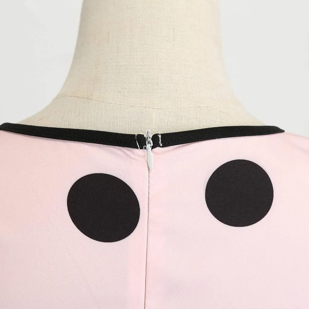 50s Style Dresses for Women Formal 2024 Sleeveless Polka Dots A-Line Swing Rockabilly Sundress Cocktail Party Dresses