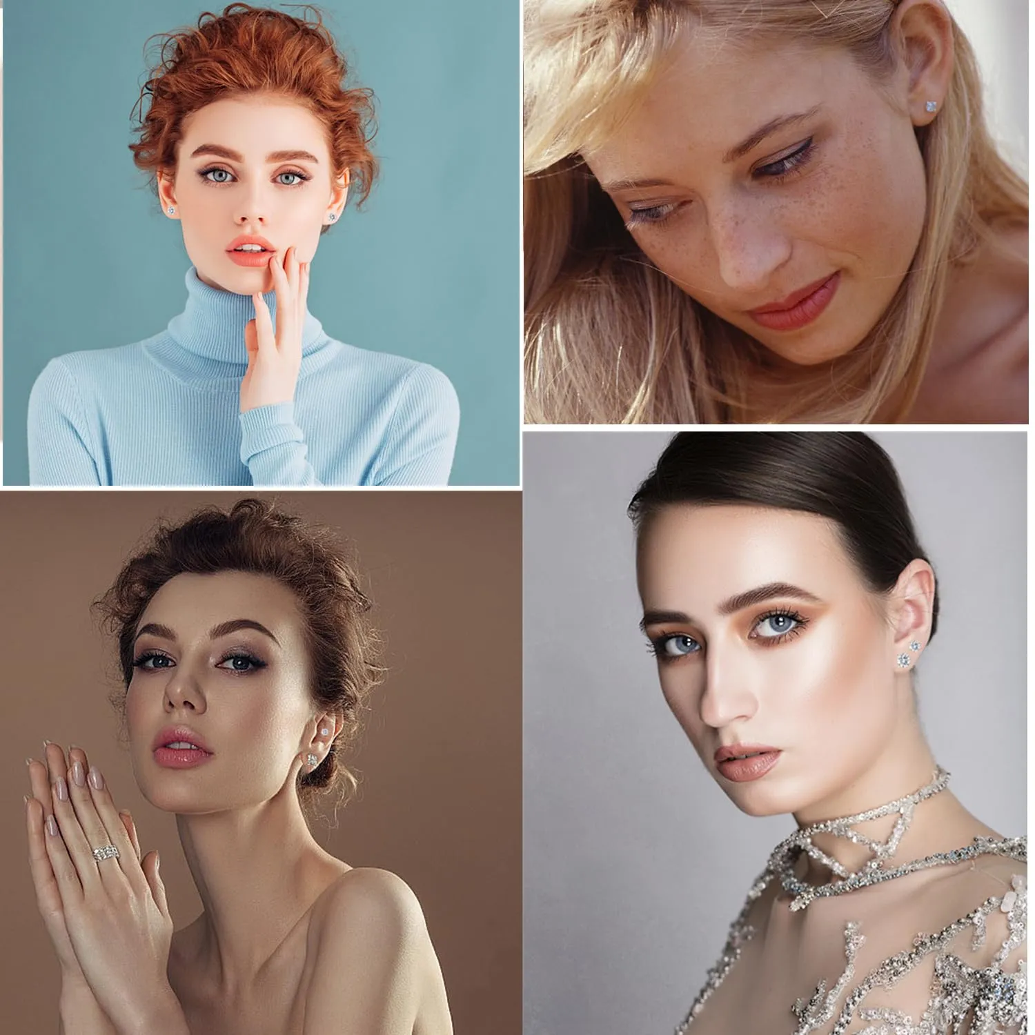 6 Pairs Earrings Sets, Multiple Piercing Lightweight 14K Gold Plated Small Huggie Hoop Earrings, Hypoallergenic Flat Back Tiny CZ Stud Flat Screw Back Earrings for Cartilage, Helix, Lobe (Rose Gold)