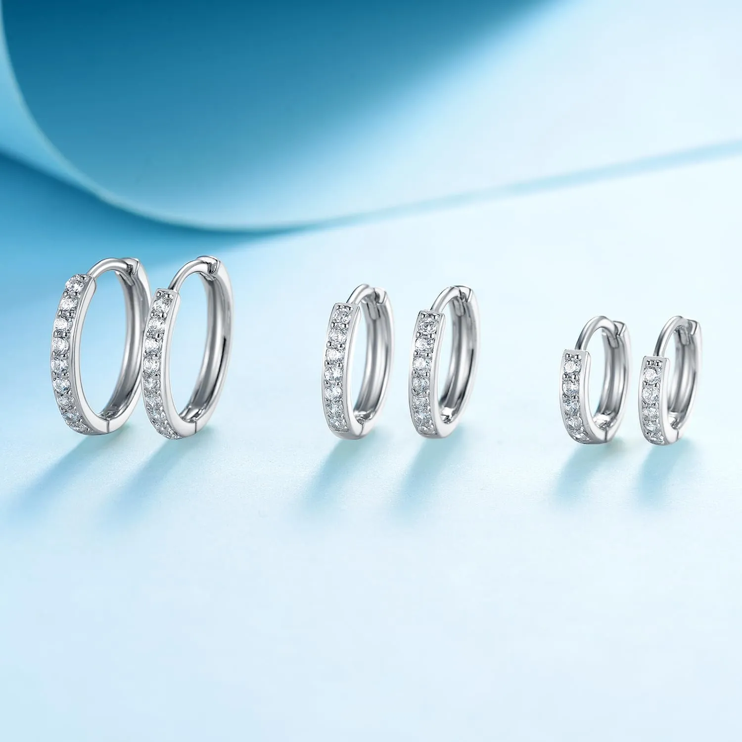 6 Pairs Multipack Earrings Sets For Women Men, 8/10/12mm CZ Small Huggie 14K White Gold Plated Hoop Earrings, Tiny 3/4/5mm Round Crystal Studs 18K Black Gold Plated Multiple Ear Piercing Jewelry For Cartilage Hypoallergenic