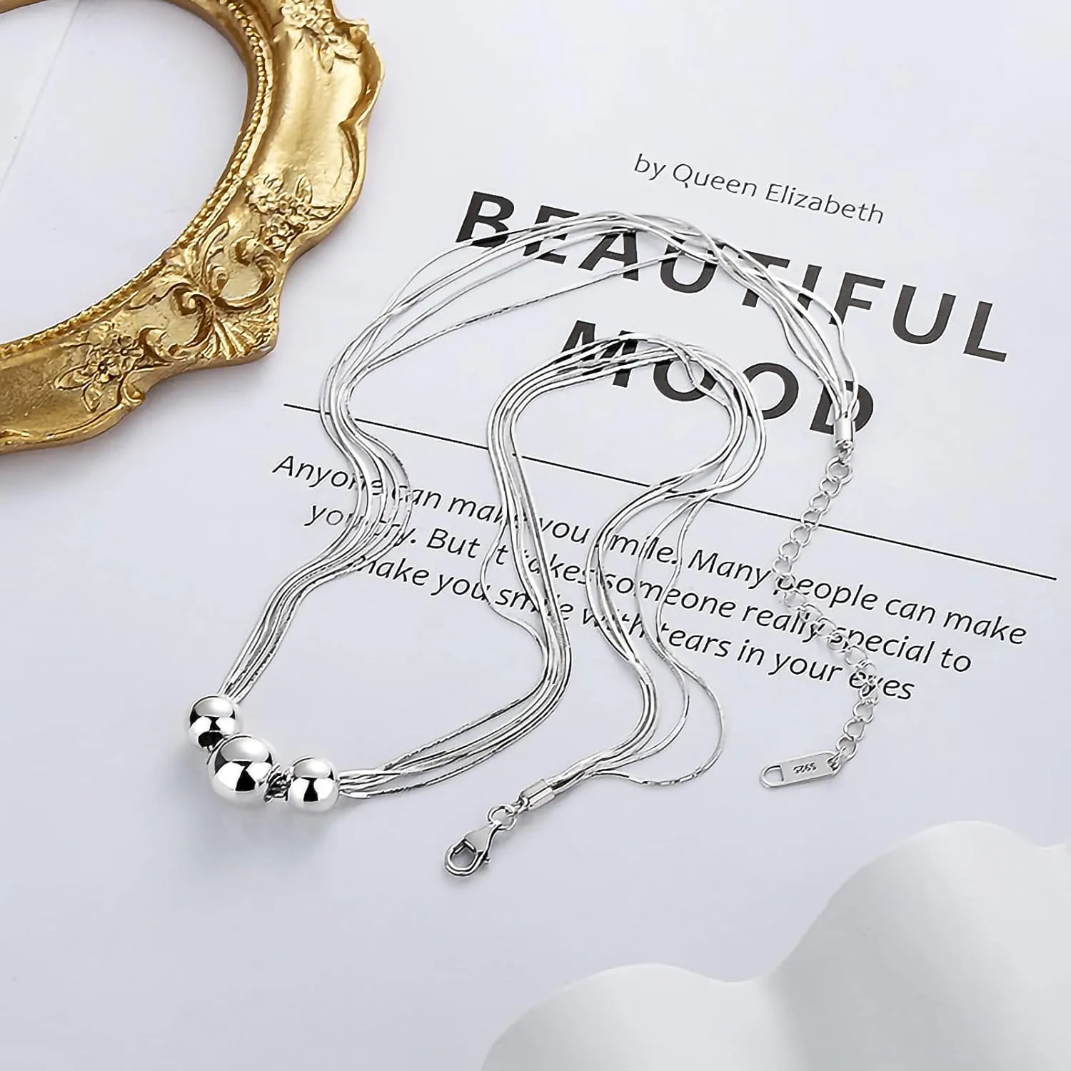 925 Sterling Silver Ball Bead Pendant Necklaces for Women, Silver Ball Necklaces for Women Mom Birthday