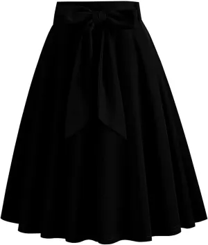 A Line Midi Skirts Women High Waist Pleated Skirts Flowy Vintage Skirts Business Casual Skirts Cocktail Party Skirt