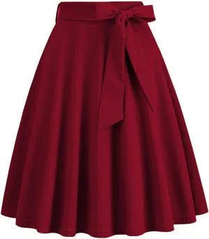 A Line Midi Skirts Women High Waist Pleated Skirts Flowy Vintage Skirts Business Casual Skirts Cocktail Party Skirt