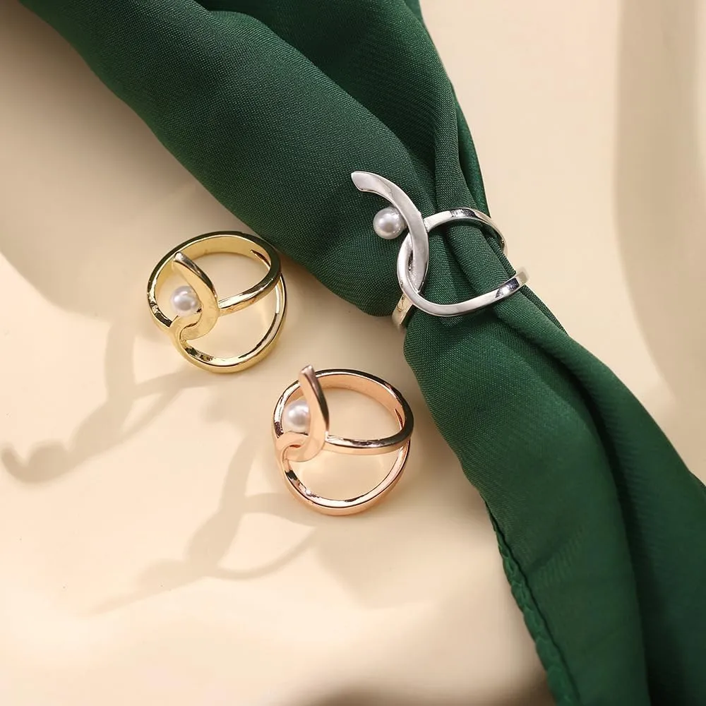 Abstract Snake Silk Scarf Ring Brooch for Women Crescent Moon Ball Shawl Scarves Buckle Wrap Clasp Clip Rings Brooches Fashion Dress Accessories Jewelry
