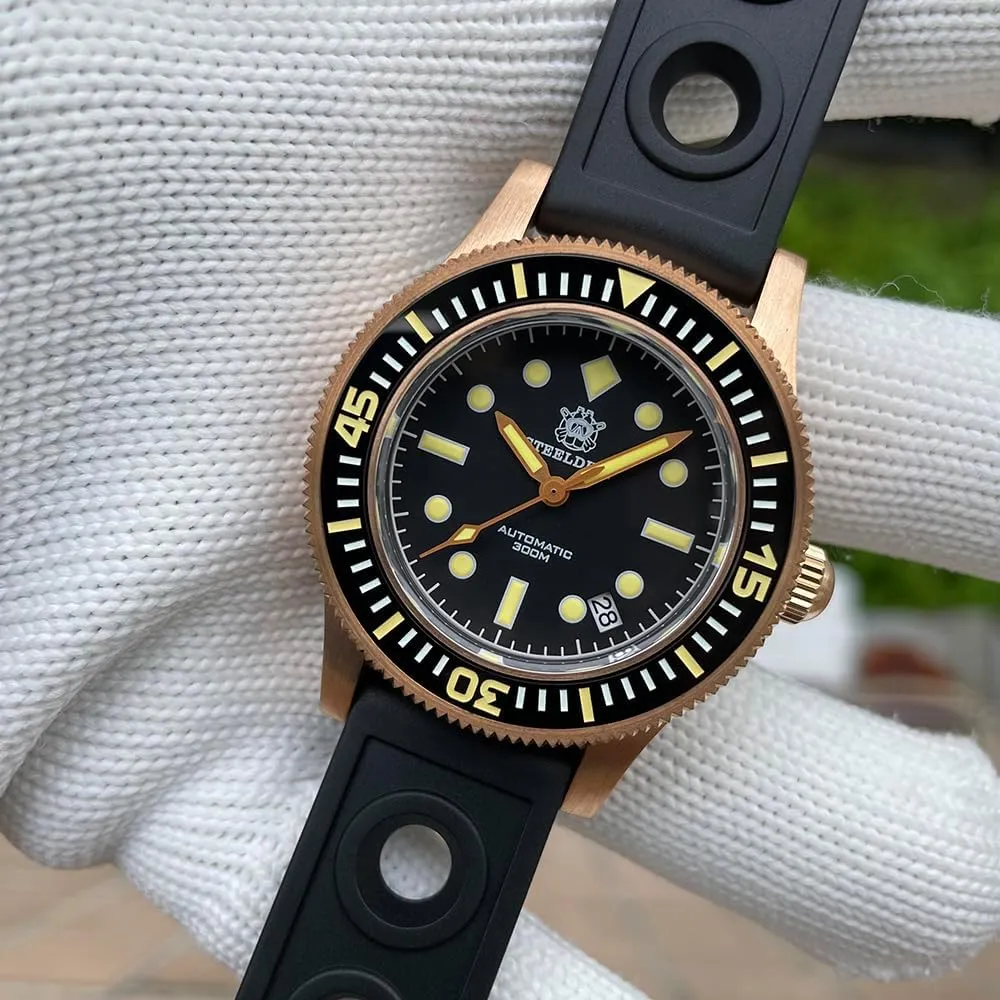 ACHARD AMOY Men Diver Watch 41mm Bronze Diver Automatic Mechanical Wristwatch 30ATM C3 Luminous Sapphire Mirror NH35