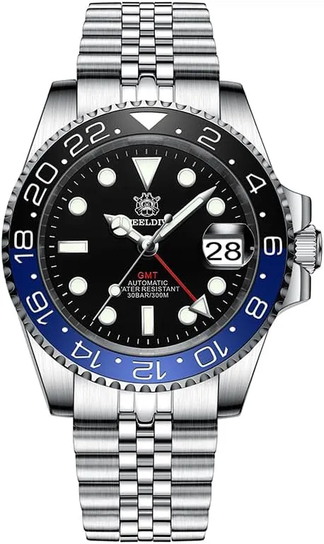 ACHARD AMOY Men GMT Watch 41MM Automatic Mechanical Wristwatch Diver 30ATM Waterproof BGW-9 Luminous Sapphire Ceramic Bezel NH34 (GMT Watch 3)