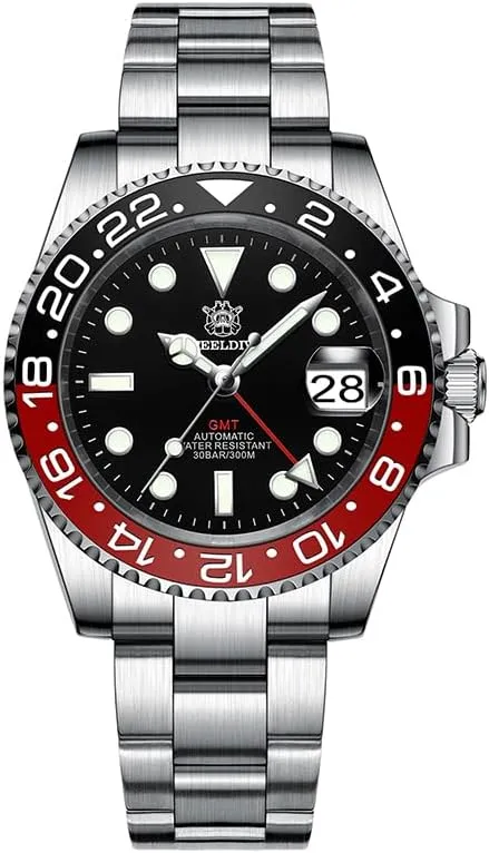 ACHARD AMOY Men GMT Watch 41MM Automatic Mechanical Wristwatch Diver 30ATM Waterproof BGW-9 Luminous Sapphire Ceramic Bezel NH34 (GMT Watch 8)