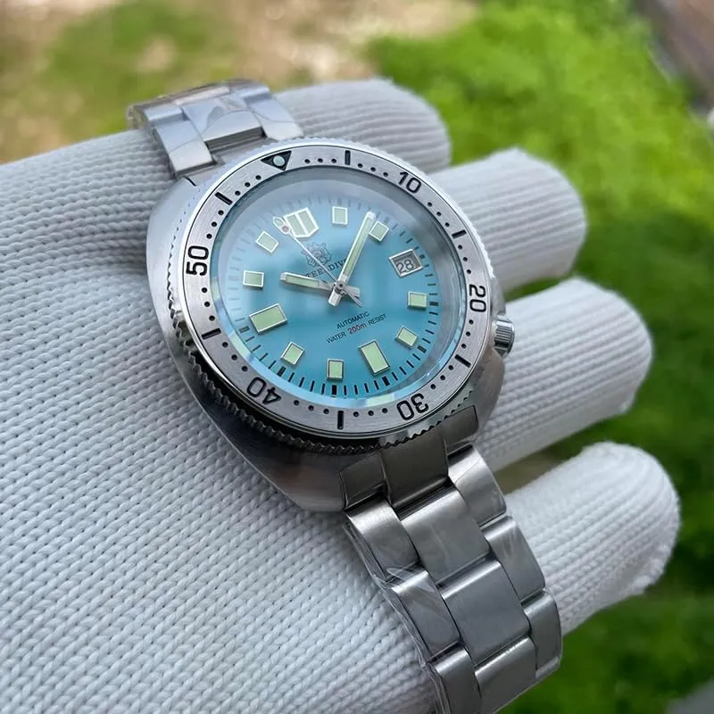 ACHARD AMOY Mens Diver Watches Automatic Watch Turtle 20ATM Mechanical Wristwatch C3 Luminous Sapphire NH35 Steel Bezel