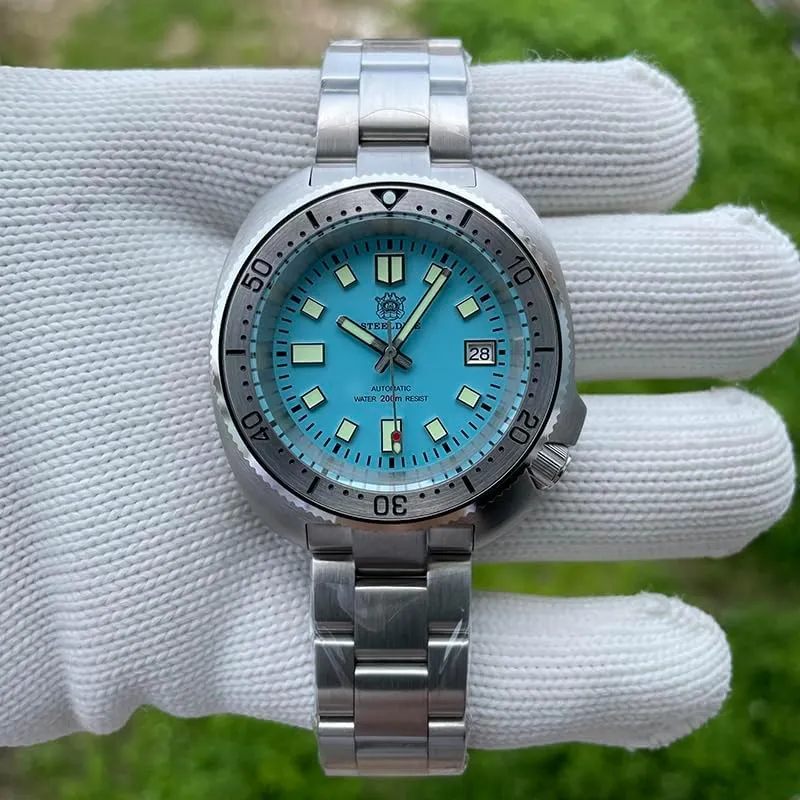 ACHARD AMOY Mens Diver Watches Automatic Watch Turtle 20ATM Mechanical Wristwatch C3 Luminous Sapphire NH35 Steel Bezel