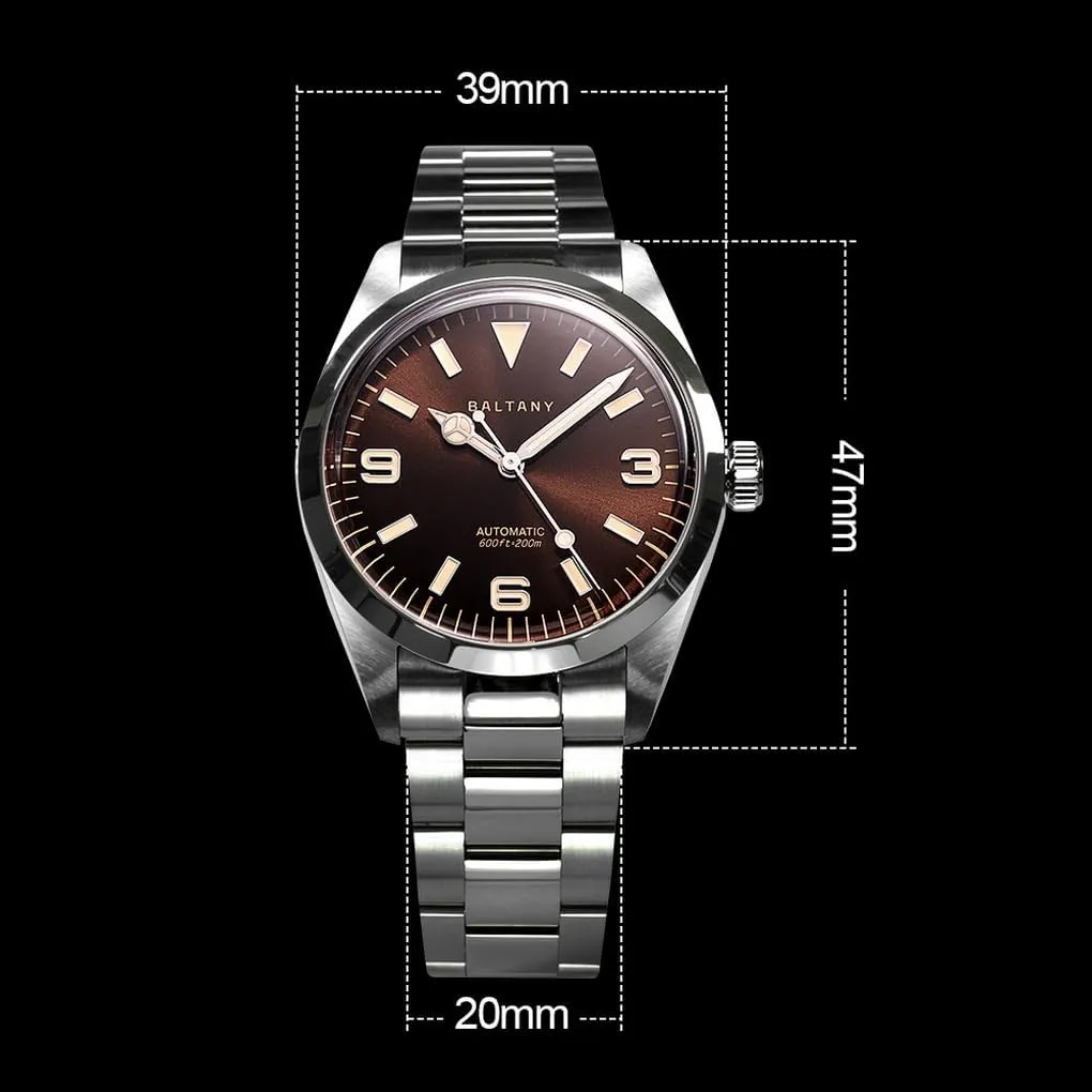 ACHARD Baltany Mens Automatic Watches 39MM Pilot Mechaical Wristwatch Fashion Bubble Sapphire 20ATM C3 Luminous NH38 / SW200