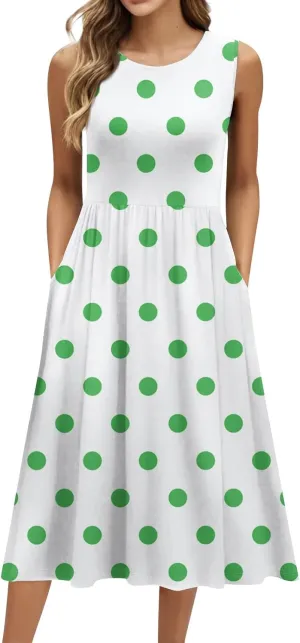 ADHOWBEW Dresses for Women 2025 Round Neck Flowy Casual Plus Size Sexy Vacation Sleeveless Long Dresses