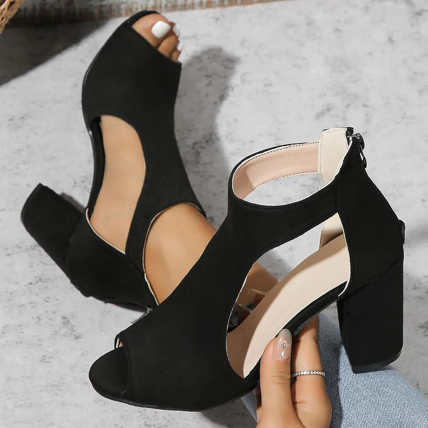 Adjustable Buckle Ankle Strap Wedge Sandals with Arch Support Women's Block Heel Sandals Orthopedic Dress Shoes