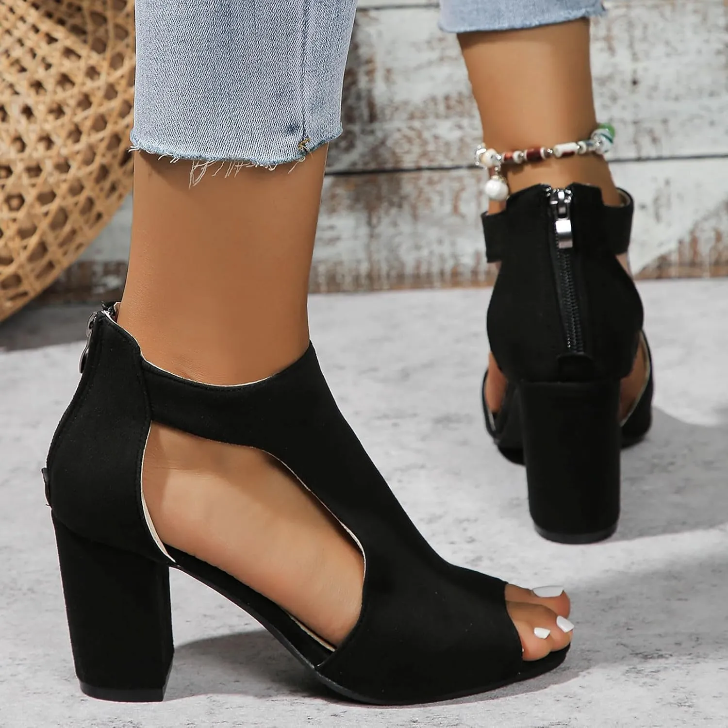 Adjustable Buckle Ankle Strap Wedge Sandals with Arch Support Women's Block Heel Sandals Orthopedic Dress Shoes