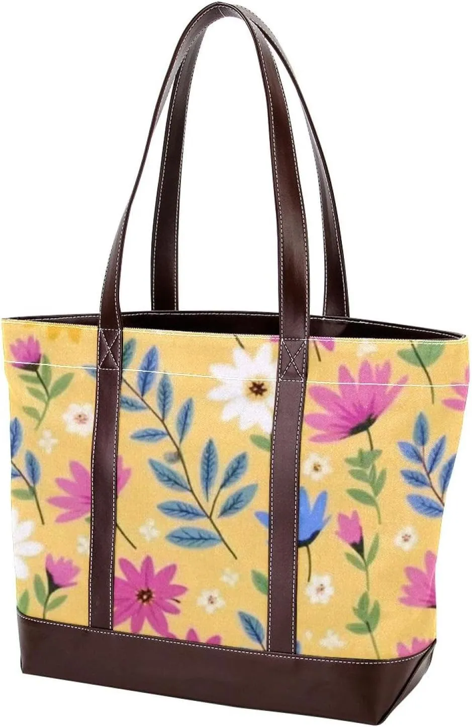 Aesthetic Art Flower-1543 Tote Bags Durable Leather Canvas Purses and Handbags for Women Top Handle Shoulder Satchel Hobo Bags