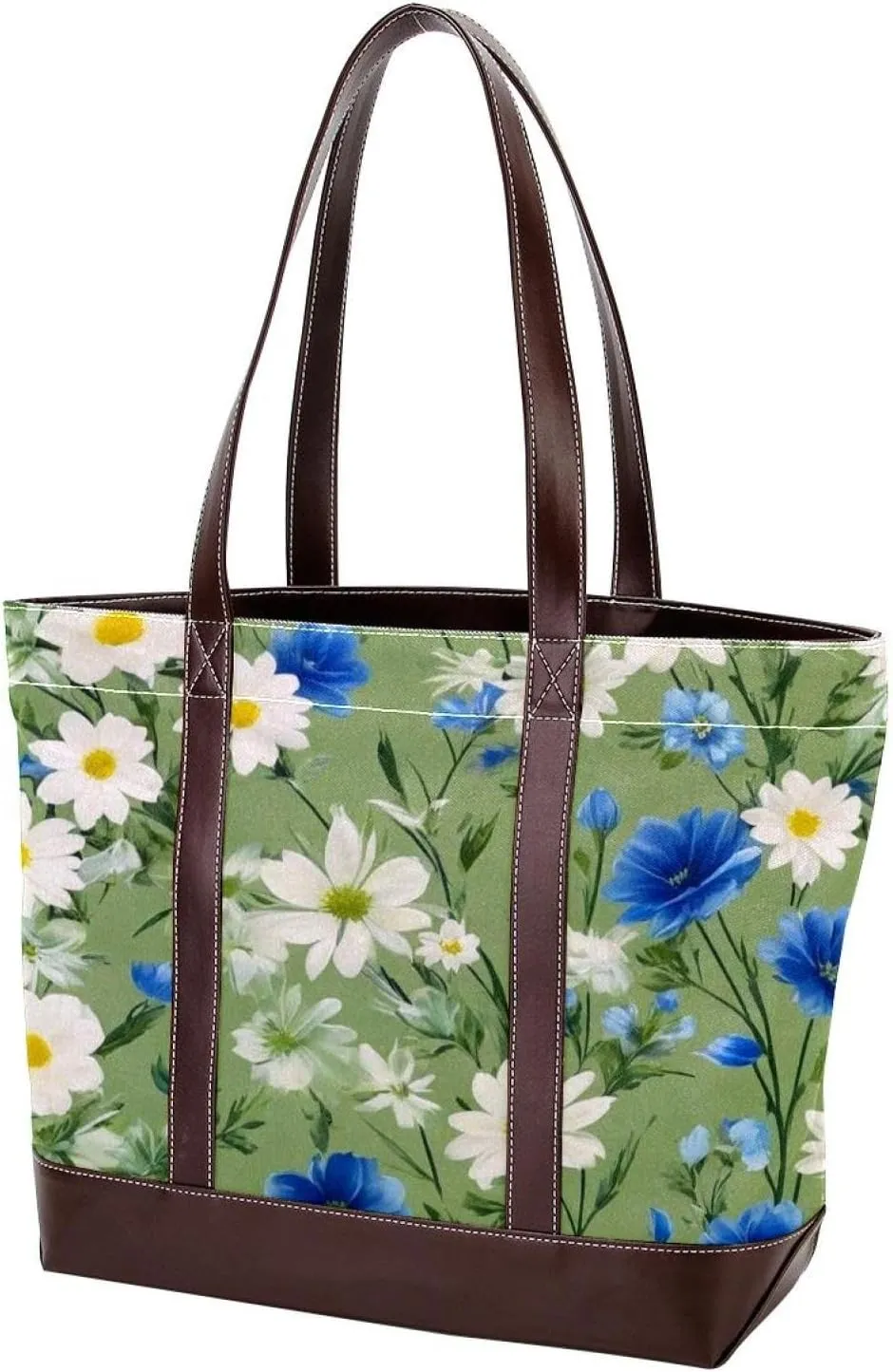 Aesthetic Colored Flowers-1381 Tote Bags Durable Leather Canvas Purses and Handbags for Women Top Handle Shoulder Satchel Hobo Bags