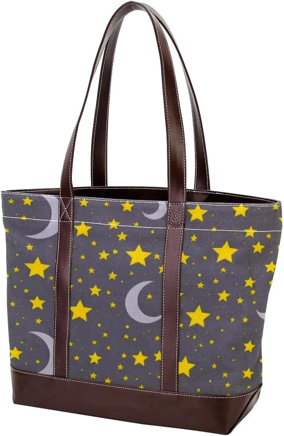 Aesthetic Stars and Moon-1357 Tote Bags Durable Leather Canvas Purses and Handbags for Women Top Handle Shoulder Satchel Hobo Bags