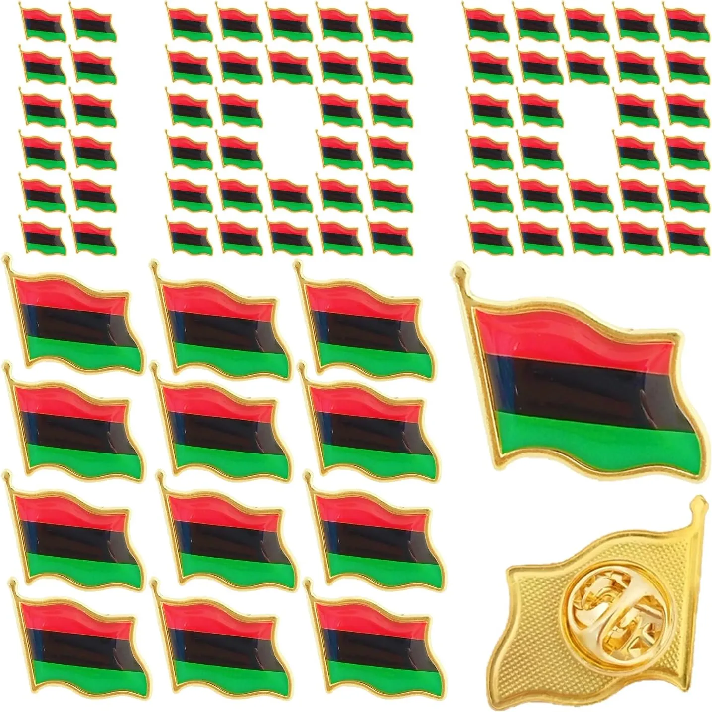 African American Flag Lapel pins Badge Pan African Flag pins for suit jacket backpack
