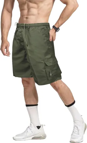 Alalaso Men's Cargo Shorts Cotton Drawstring Summer Stretch Relaxed Fit with 6 Pockets Mens Work Short