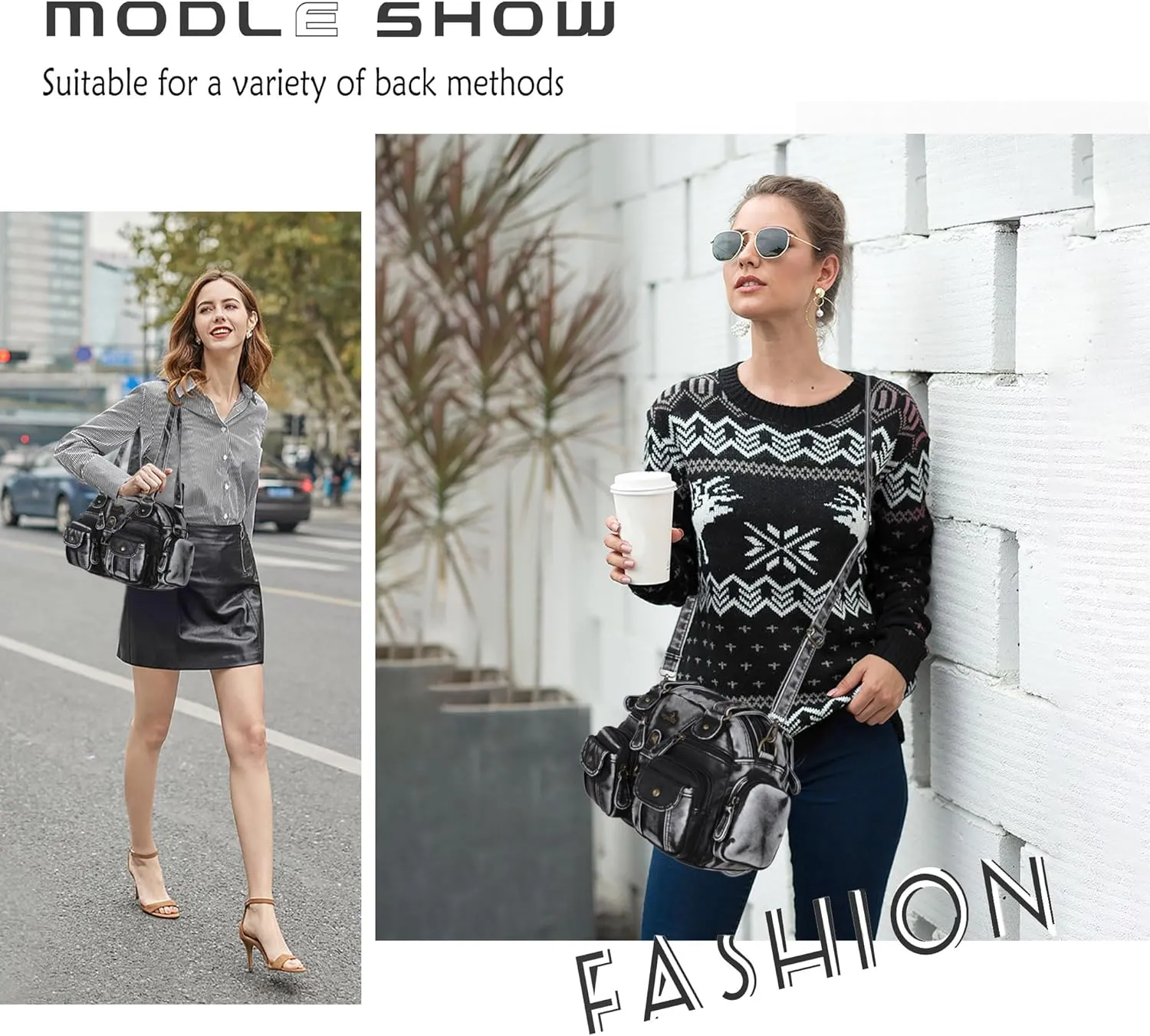Angel Kiss Hobo Crossbody Purses for Women Shoulder Bag Multipocket Soft Hobo Purses Removable Strap Leather Handbags