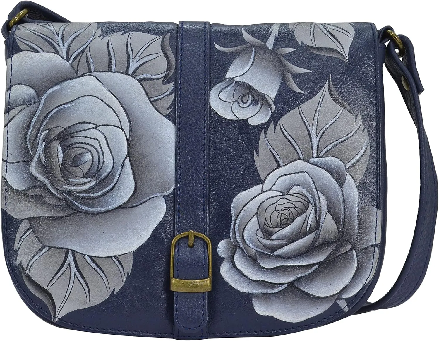 Anna by Anuschka Women's Hand Painted Genuine Leather Flap Crossbody