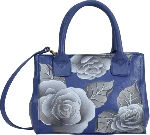 Anna by Anuschka Womens Hand Painted Genuine Leather Small Convertible Tote - Double Short Handle, Removable Crossbody Strap
