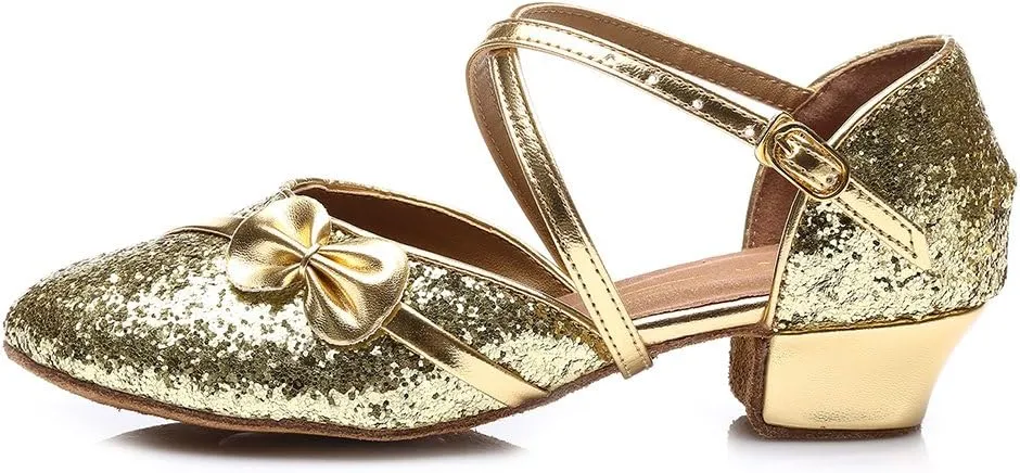 AOQUNFS Toddler Girls Latin Dance Shoes Low Heel Kids Salsa Ballroom Tango Dance Shoes,607