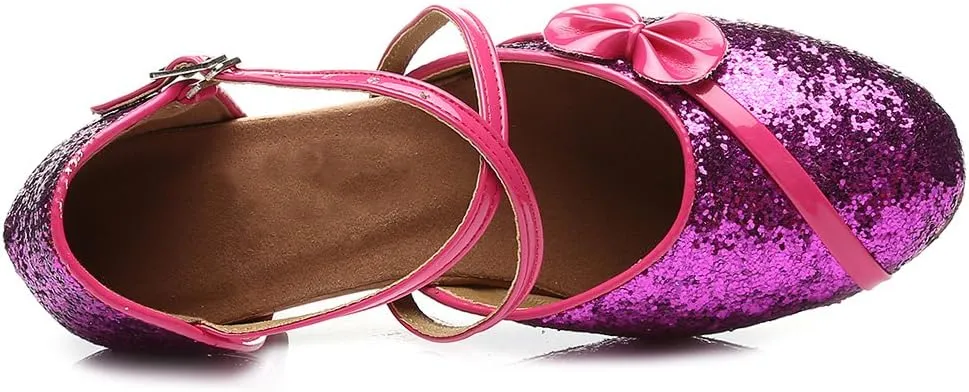 AOQUNFS Toddler Girls Latin Dance Shoes Low Heel Kids Salsa Ballroom Tango Dance Shoes,607