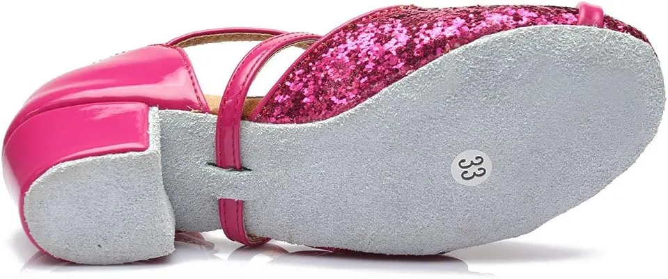 AOQUNFS Toddler Girls Latin Dance Shoes Low Heel Kids Salsa Ballroom Tango Dance Shoes,607
